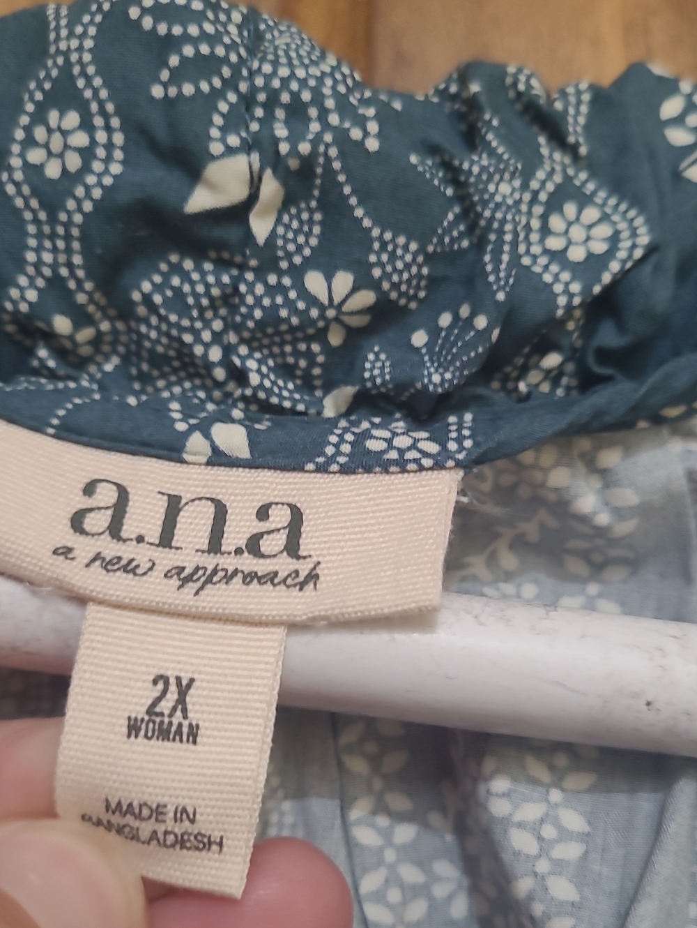 Women's Teal Patterned Peasant Blouse - Picture 2 of 6